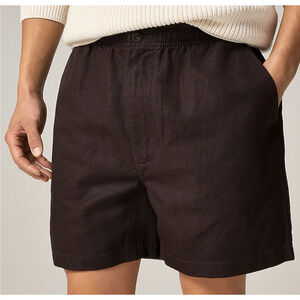 J Crew 5.5 in Pier Short In Cotton Linen Mens Large Dark Brown Cedar